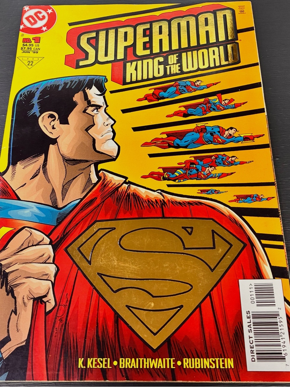 DC Superman Wall Art - Red & Yellow with Gold Emblem